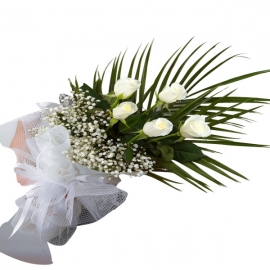  Kemer Çiçek Gönder 5 Adet Beyaz Gül Buket